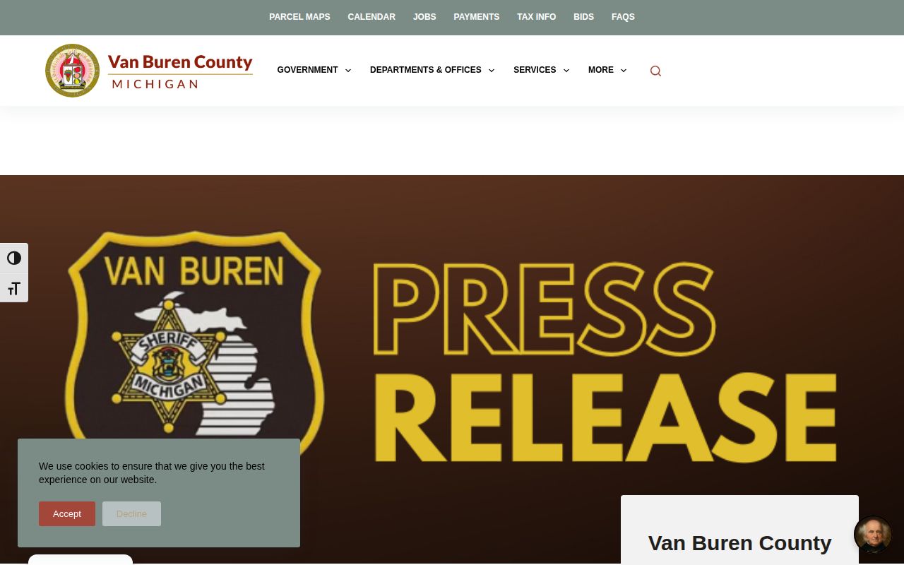 Van Buren County Hartford Township arrest release and custody outcomes