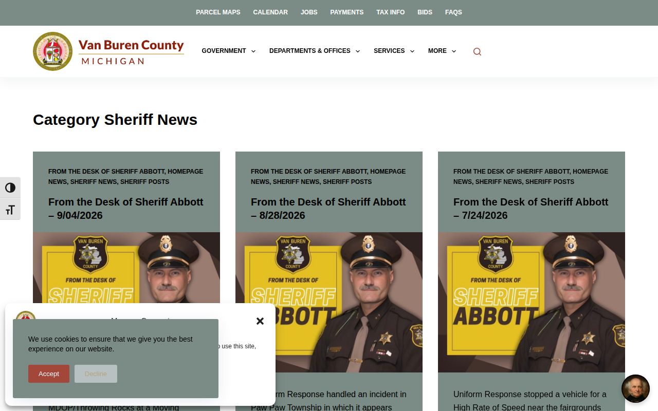 Van Buren County Sheriff multi-day arrest news archive