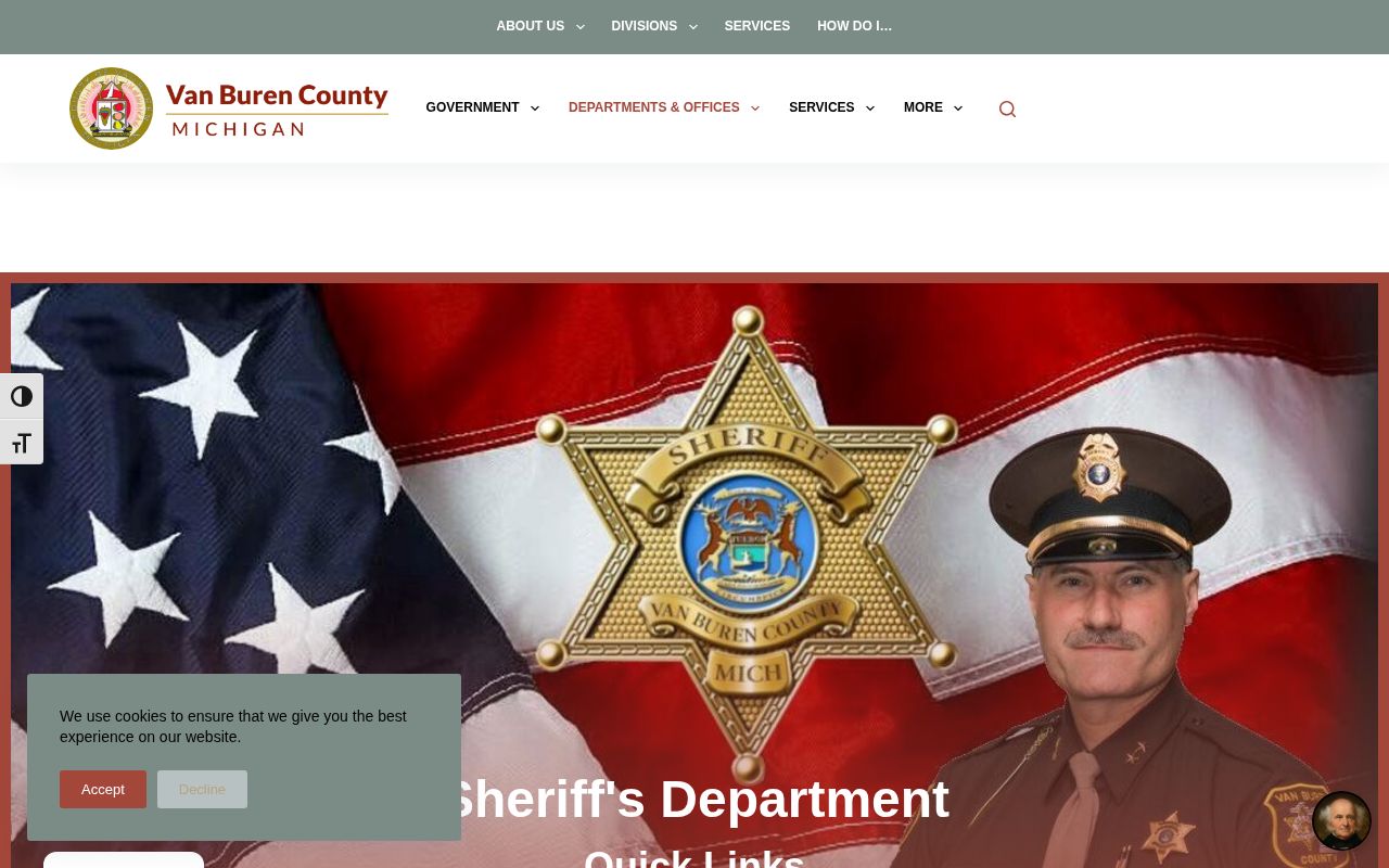 Van Buren County Sheriff page with inmate lookup jail FOIA and news links