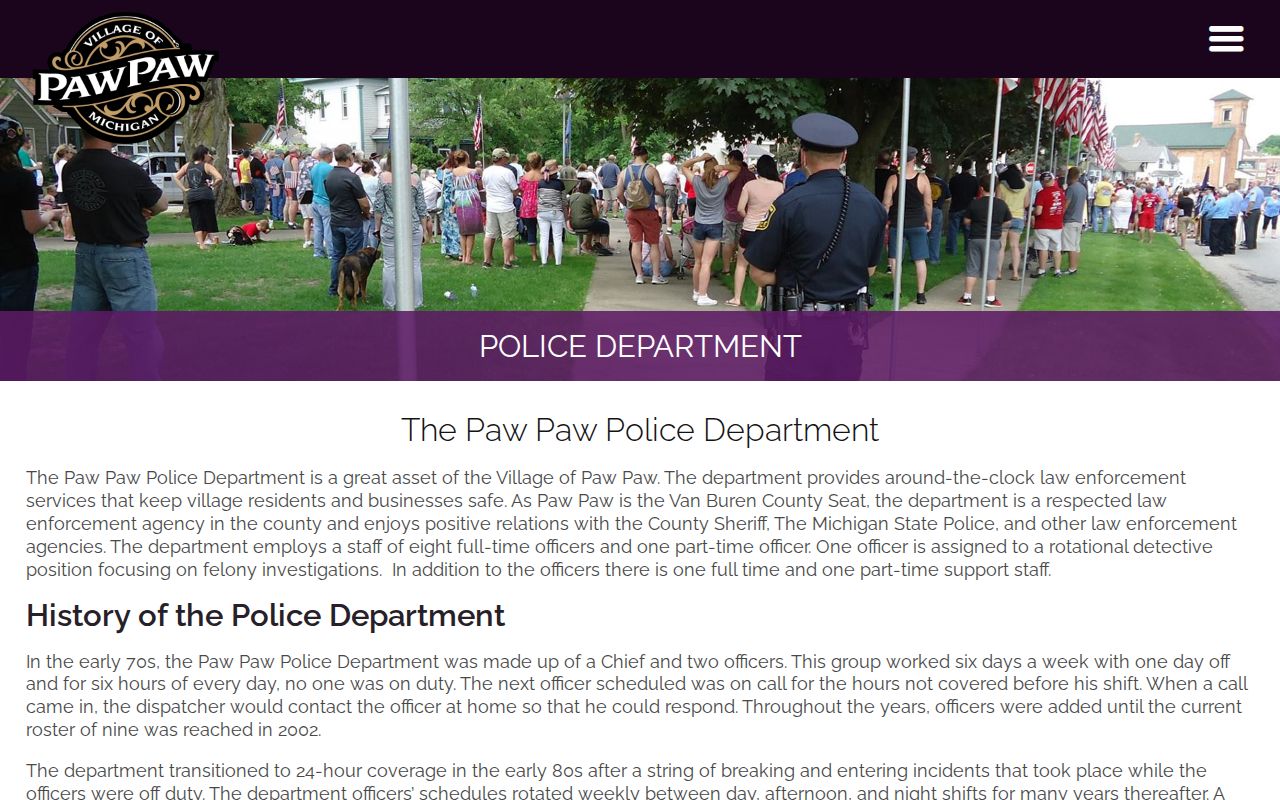 Paw Paw Police Department arrest record contact information
